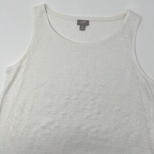 J Jill‎ 100% Linen Tank Womens Size Medium Petite White Stretch Sleeveless Top